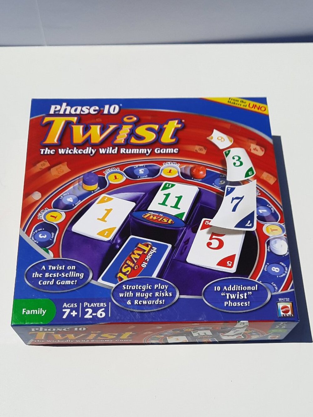 Phase 10 Twist Board Game 2008 Fundex Complete 100% w/ Board Mattel 2-6